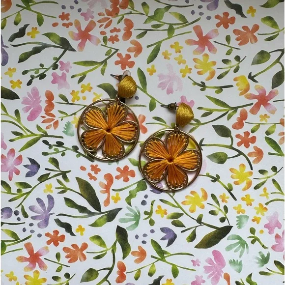 Yellow and Gold Earrings - Picture 2 of 6